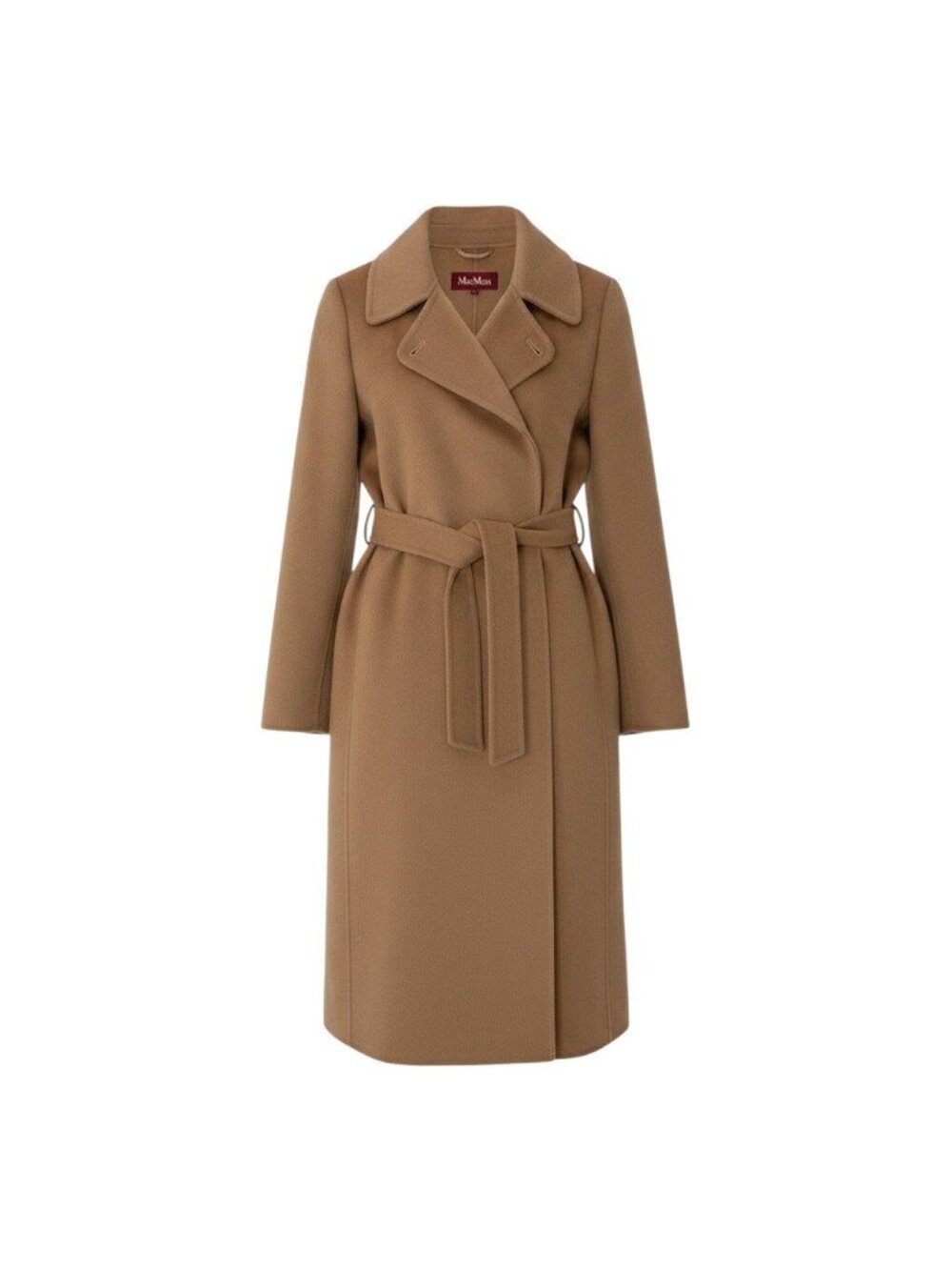 Max Mara Studio Long Gown Coat with Belt Wool Cashmere Blend L Camel